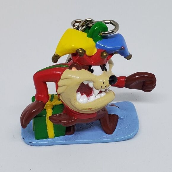 Tasmanian Devil Christmas Snowboard Keychain - Picture 1 of 5
